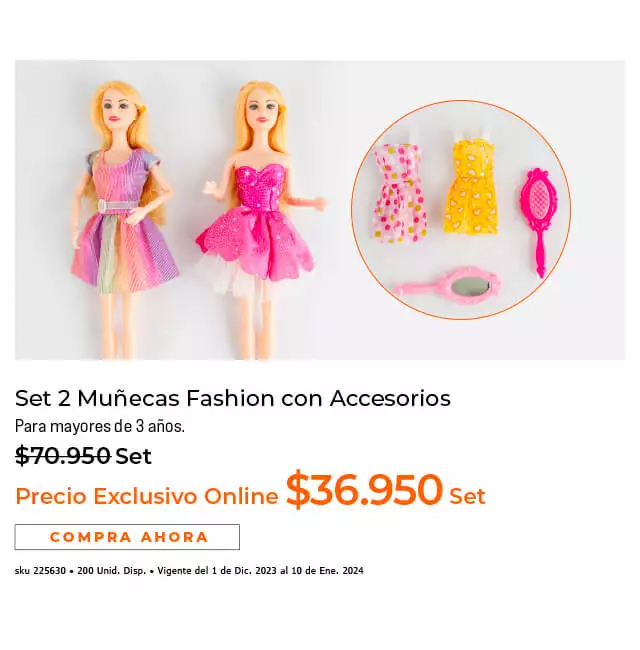 set 2 muñecas fashion con accesorios
